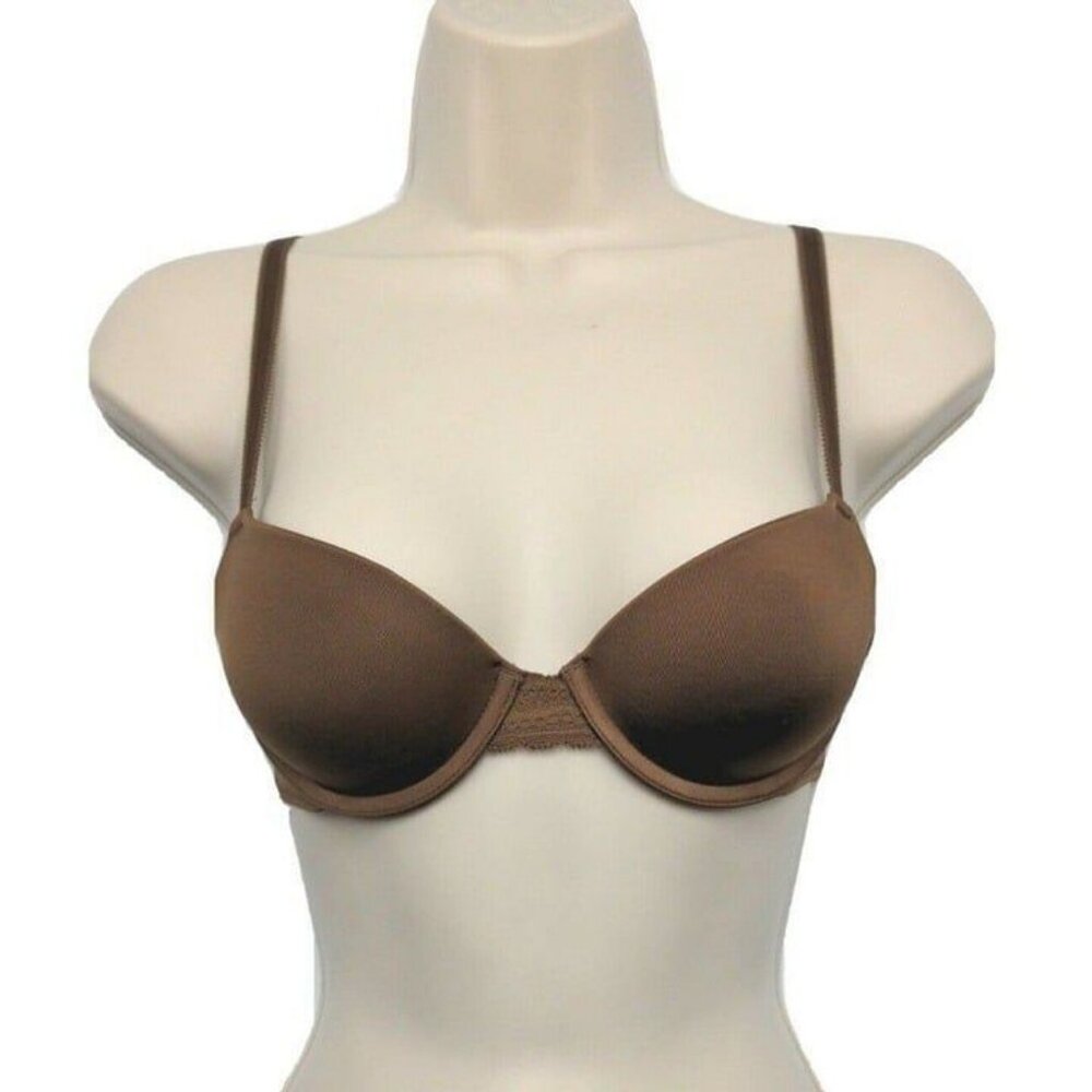 Auden Womens Daydream Bra Demi Coverage Light Lift T Shirt Cocoa Brown 32A New